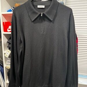 Sandro Black Zip Collar Polo